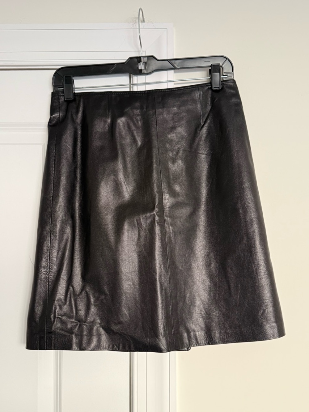 Coach Black Leather Wrap Mini Skirt with Silver Buckle - Picture 2 of 9